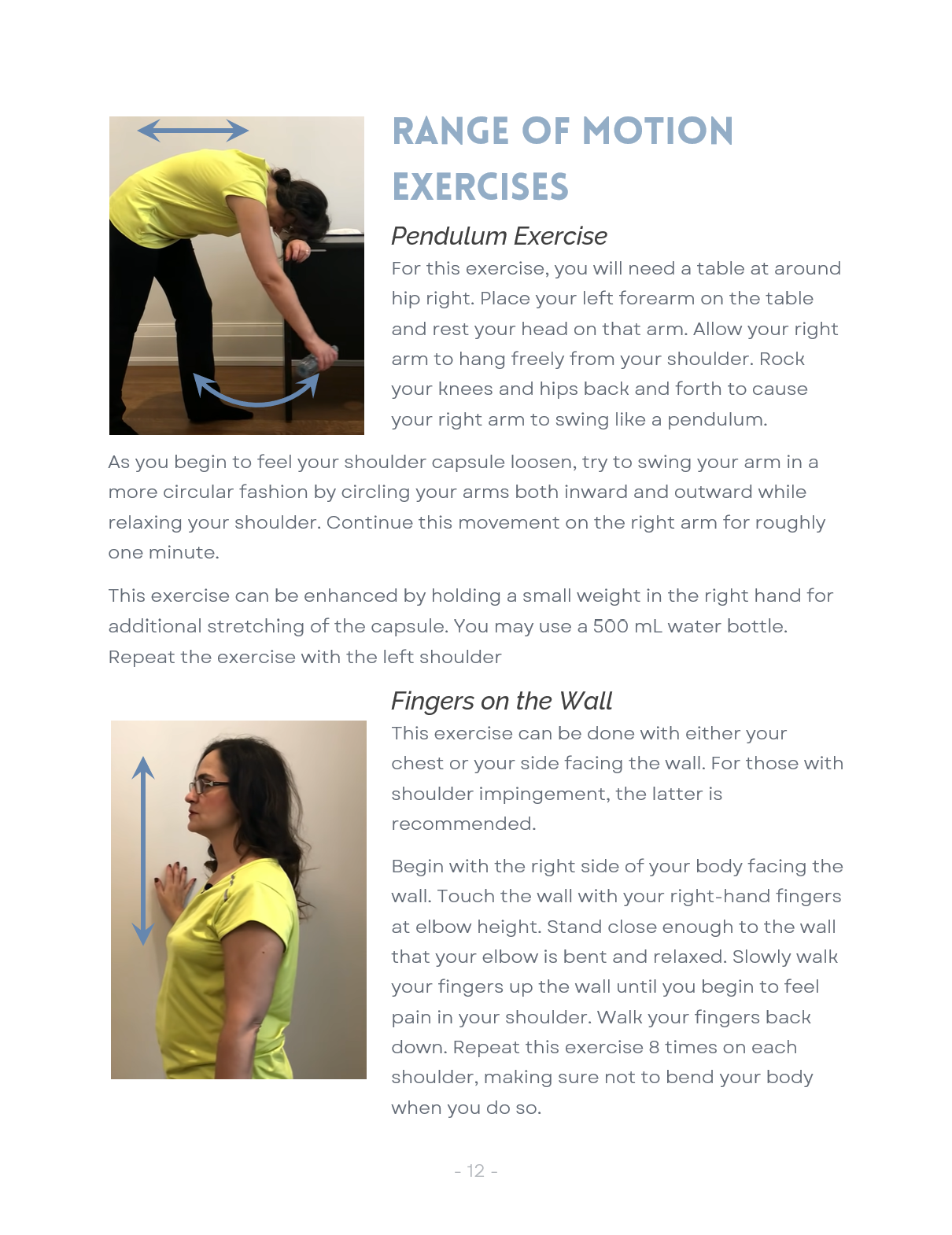 Booklet: Exercises for Shoulder Pain, Impingement, Bursitis and Rotator Cuff Disease