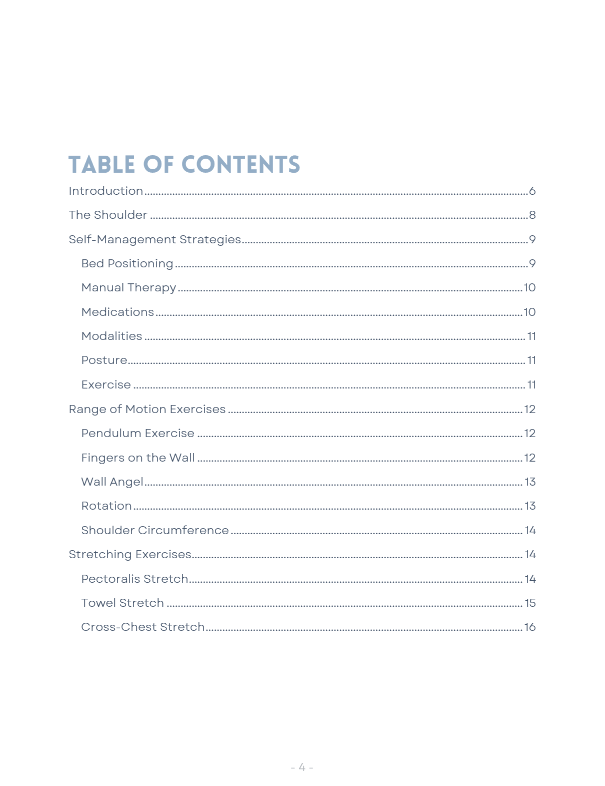 Booklet: Exercises for Shoulder Pain, Impingement, Bursitis and Rotator Cuff Disease