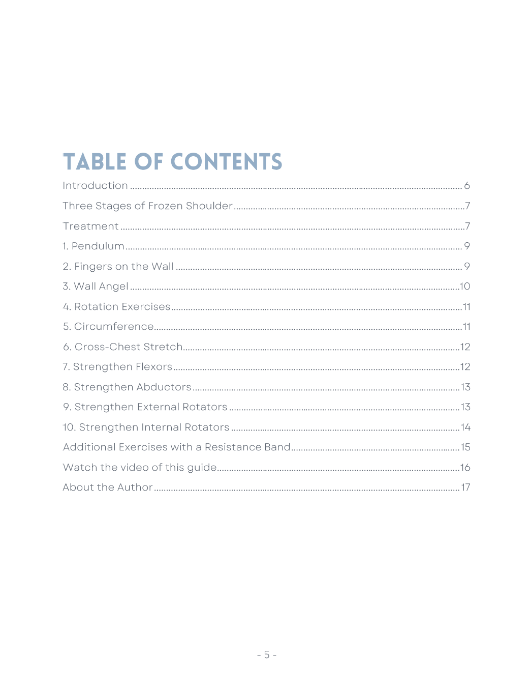 Booklet: Exercises for Frozen Shoulder